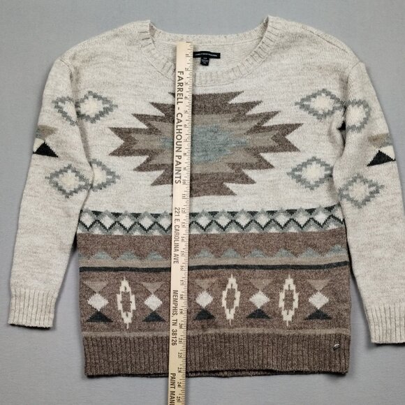 Geometric Patterned Sweater - Cream and Brown - Picture 5 of 7